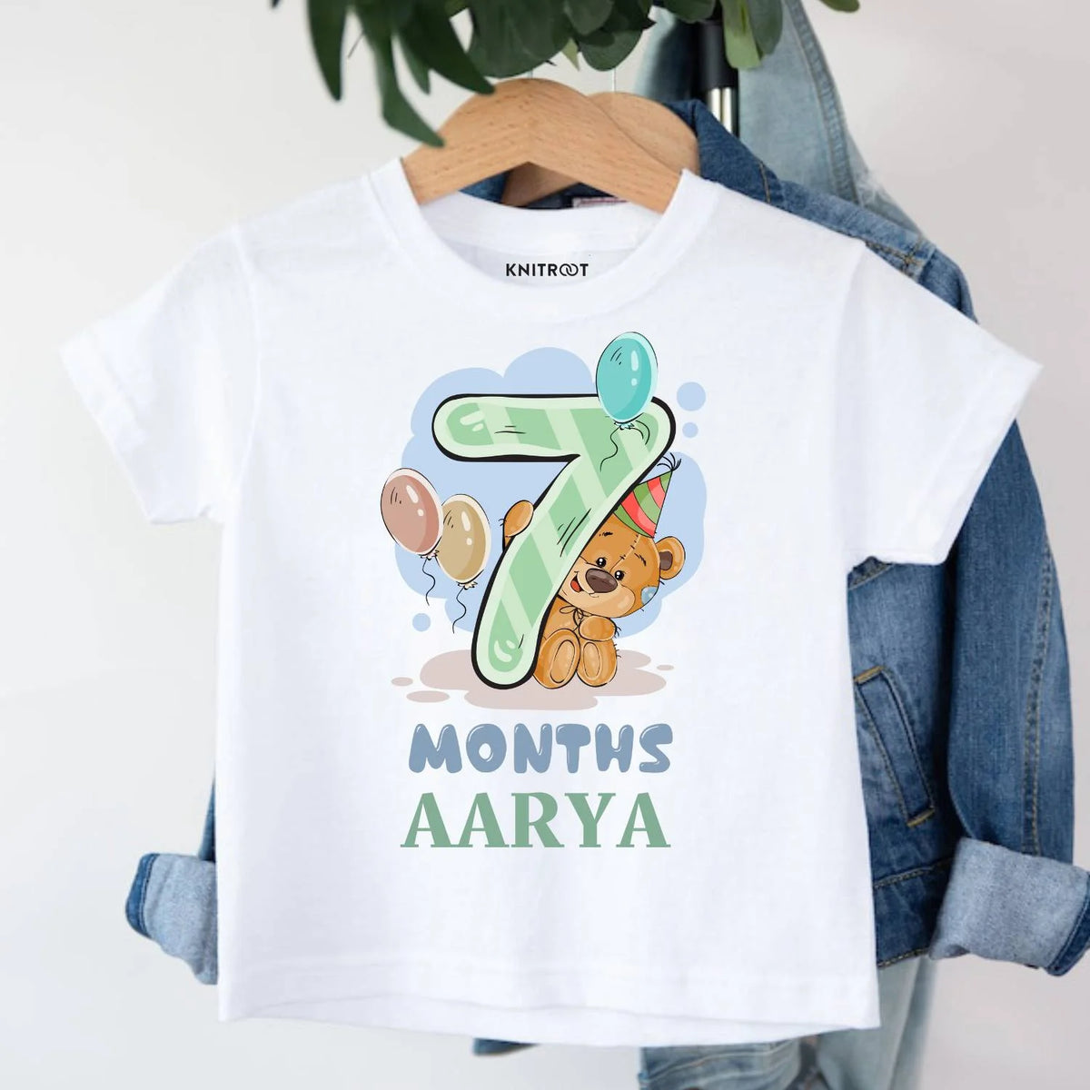7 Months Teddy Baby T-shirt with Name