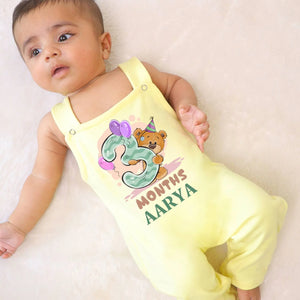 3 Months Teddy Baby Dungaree with Name