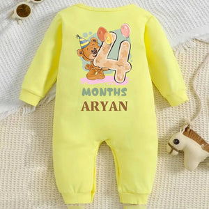 4 Months Teddy Baby Jumpsuit with Name