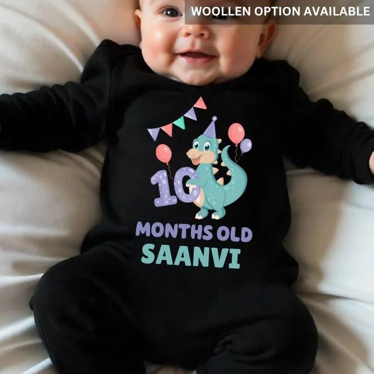 10 Months Dinosaur Baby Jumpsuit with Name – Dino Delight