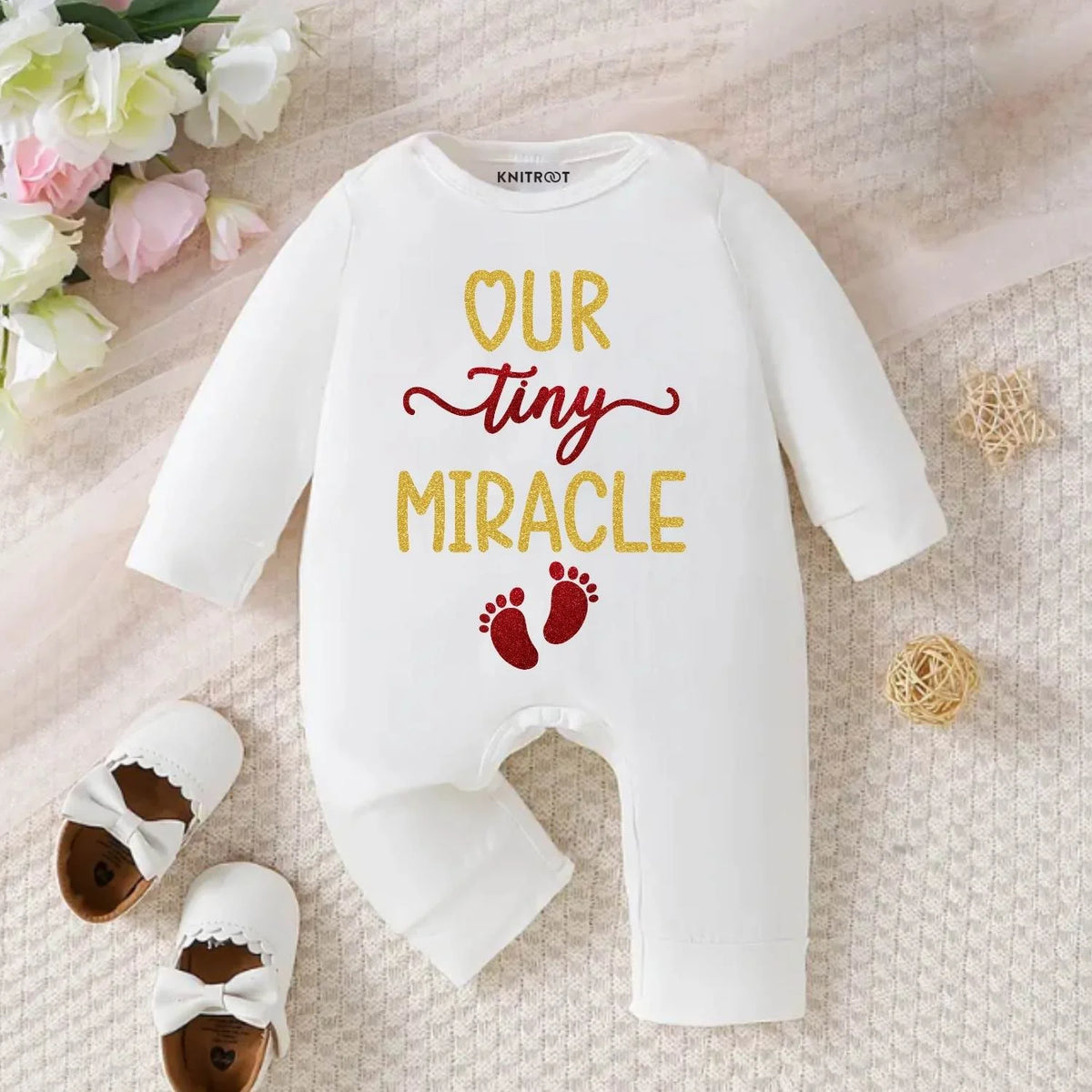 Our Tiny Miracle White Jumpsuit For Newborn