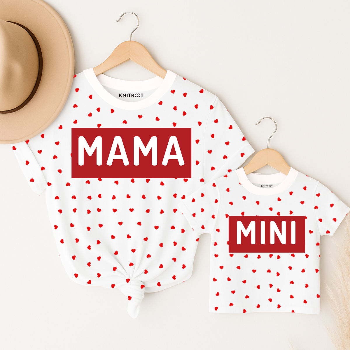 Mama Mini Allover Heart Print Combo Outfit