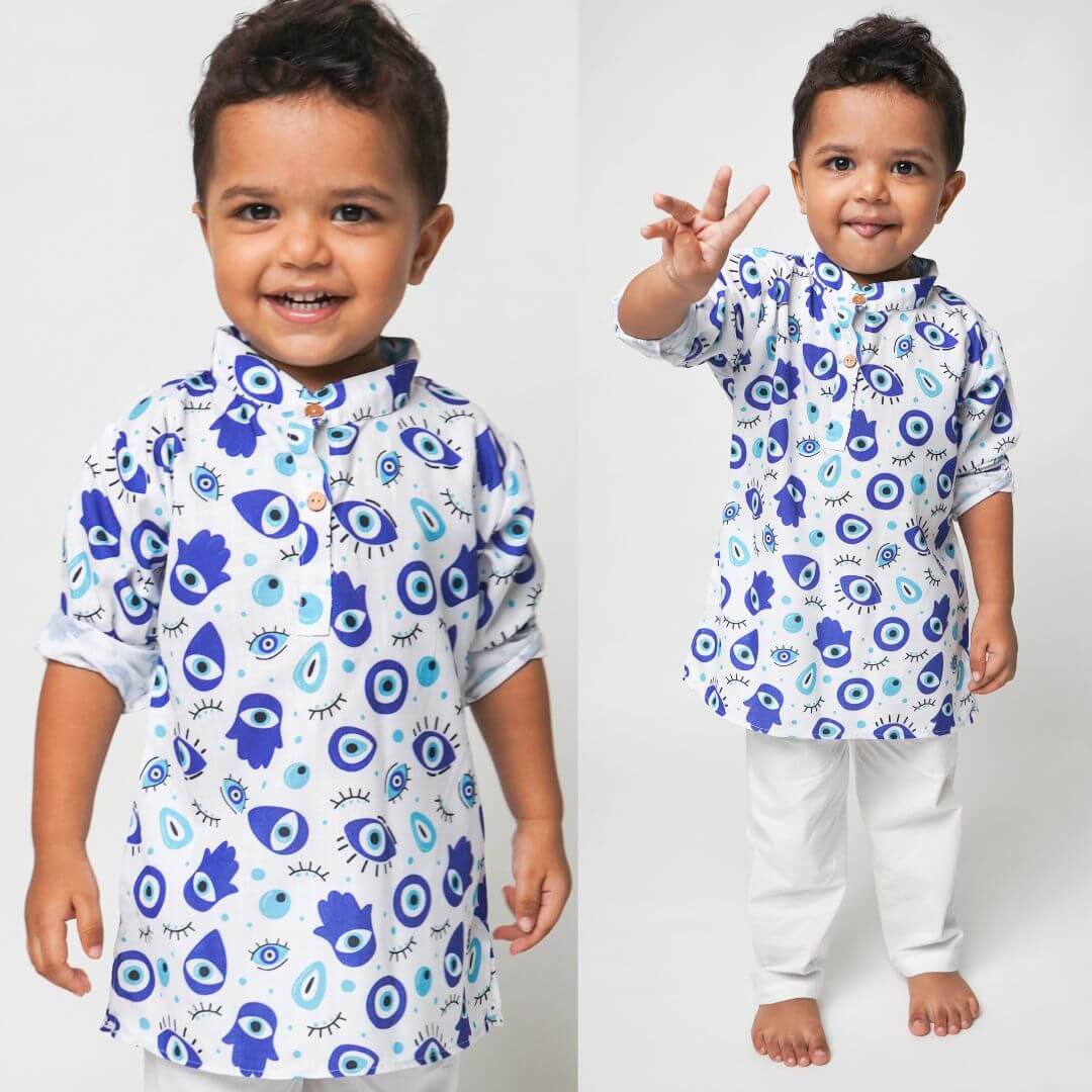 Kids Kurta Pyjama Set-Evil Eye