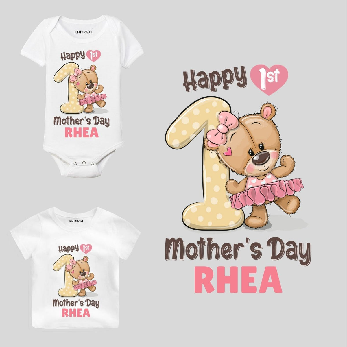 Happy 1st Mother's Day Outfit Teddy Design