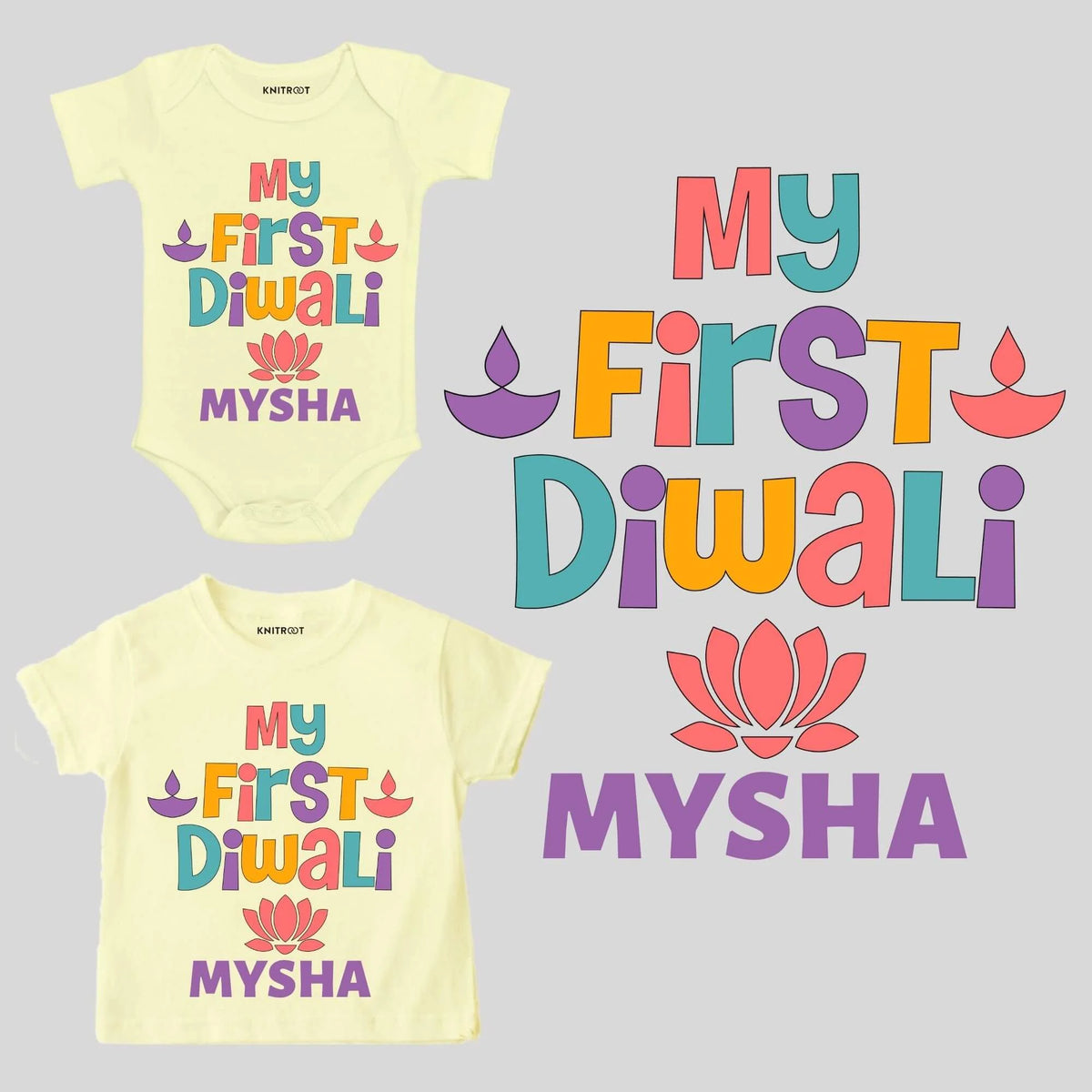 Colorful Design My First Diwali Outfit