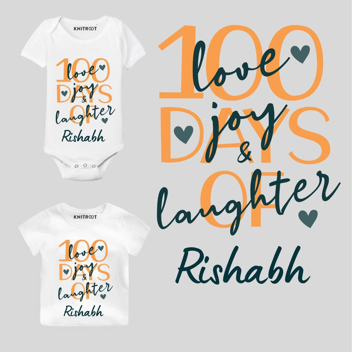 Typographic Print T shirt & Romper