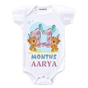 11 Months Teddy Baby Onesie with Name