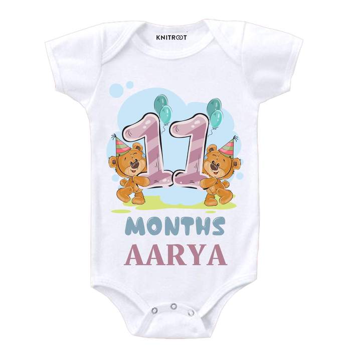 11 Months Teddy Baby Onesie with Name