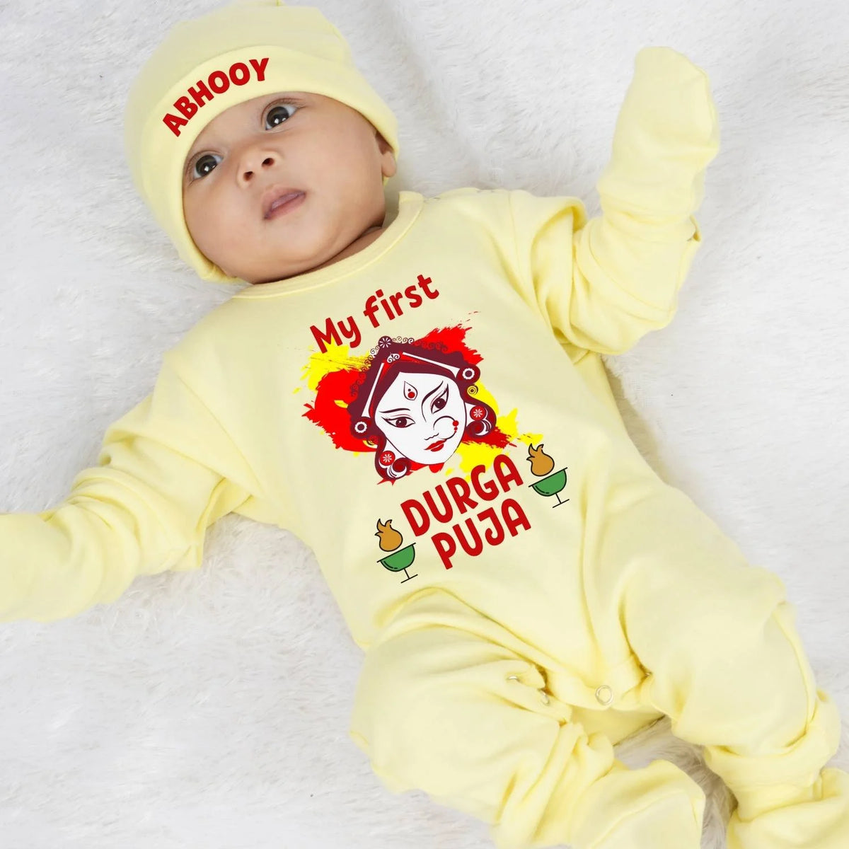 Yellow Set My First Durga Puja Jumpsuit
