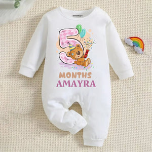 5 Months Teddy Baby Jumpsuit with Name