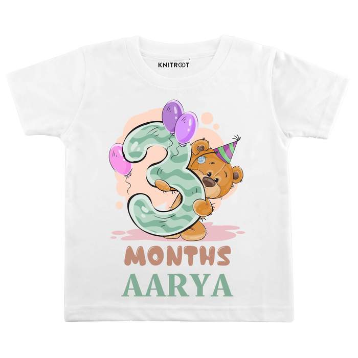 3 Months Teddy Baby T-shirt with Name