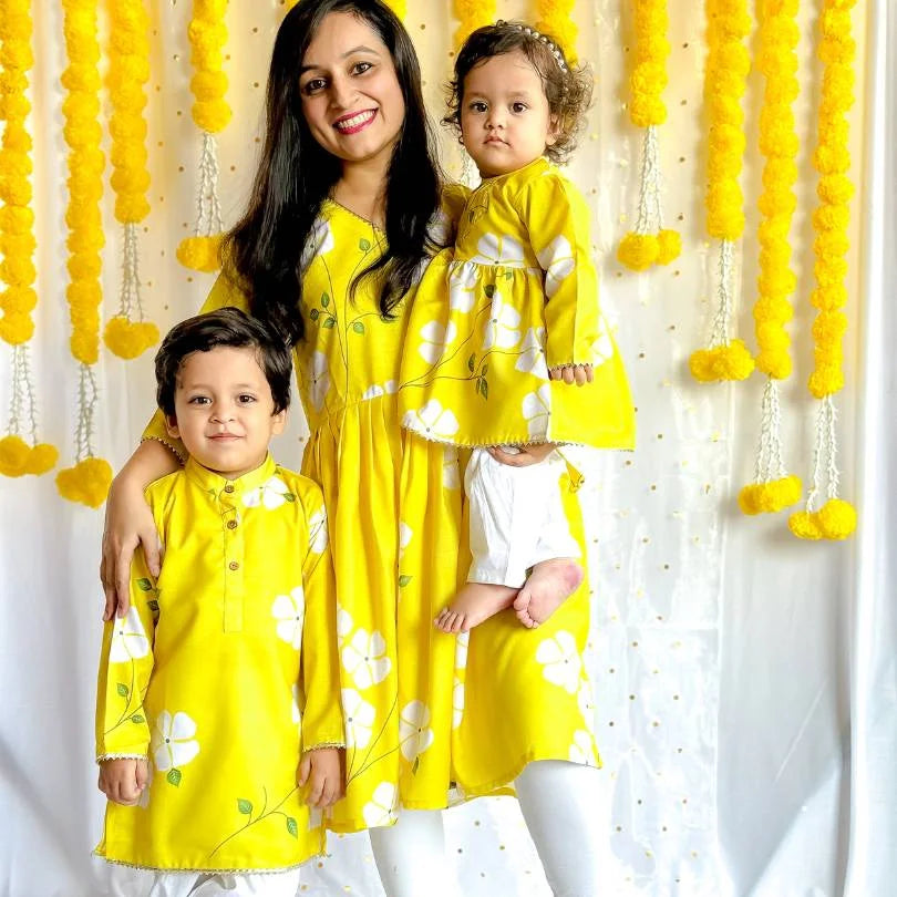 Yellow Kurti For Women With Elegant Floral Print