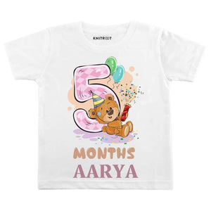 5 Months Teddy Baby T-shirt with Name