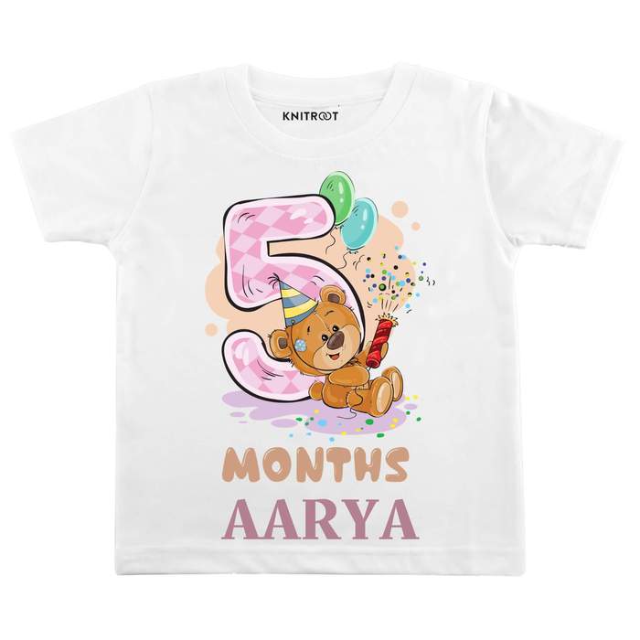 5 Months Teddy Baby T-shirt with Name