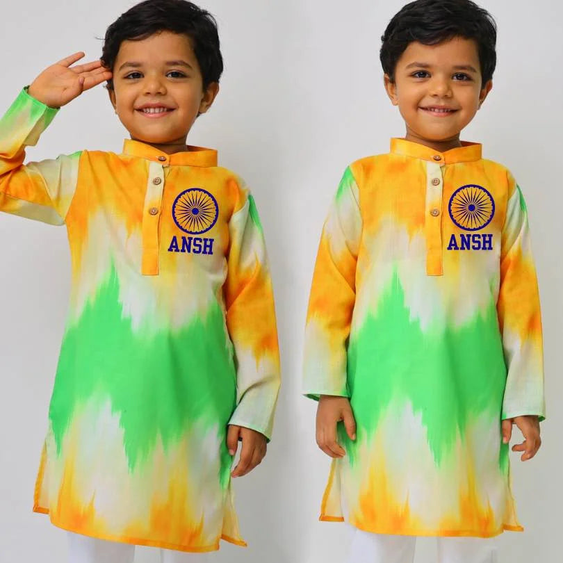 Tricolor Kurta with Customized Name On Kurta
