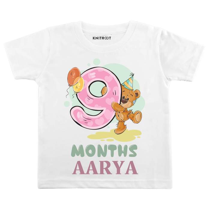 9 Months Teddy Baby T-shirt with Name