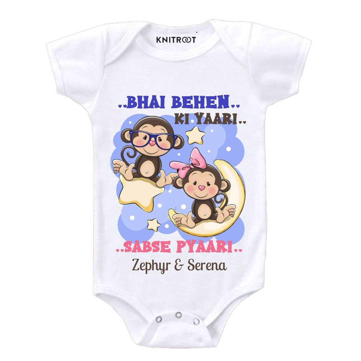Bhai Behen Ki Yari Printed Onesie & Tshirt