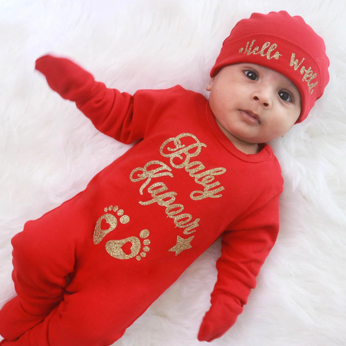 Jumpsuit Welcome Baby Set With Booties, Mittens & Cap