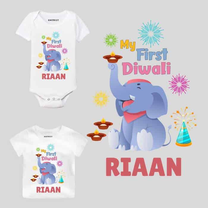 My First Diwali Printed Baby Wear