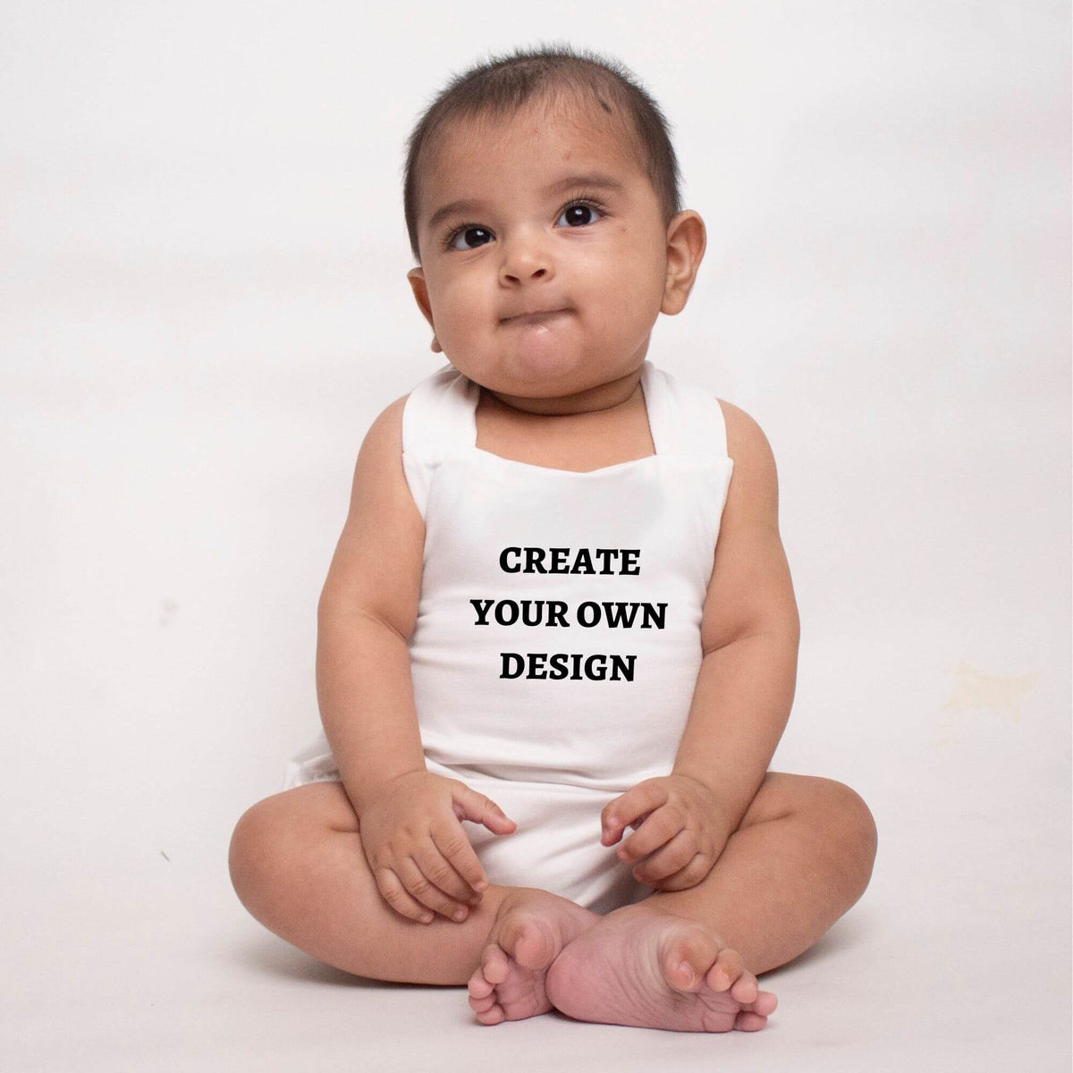 Customized White Onesie with Back Tie Up For Baby